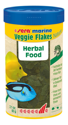 Ração Peixe Sera Marine Veggie Flakes 60g Nature Spirulina