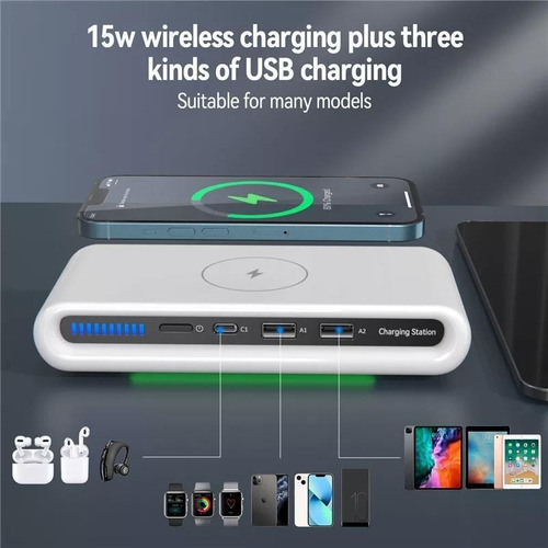 Cargador Rápido Inalámbrico Escritorio Para iPhone 4en1