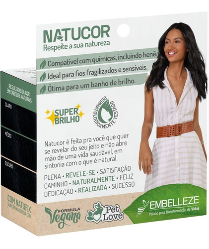 Tinta De Cabelo Natucor Naturalmente Realizada Amora-preta Preto Suave 2.0 Kit Economico