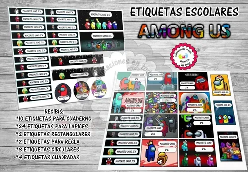 Kit Imprimible Etiquetas Escolares Among Us en venta en Coronel Rosales ...