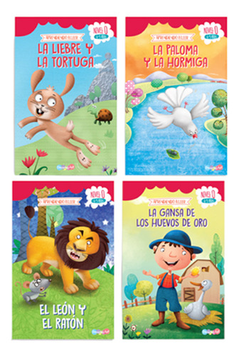 Set De 4 Libros Cuentos Aprendiendo A Leer Nivel 0  4-5 Años