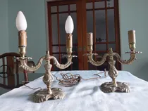 Comprar  Veladores Antiguos De Bronce Candelabro Con 2 Luces
