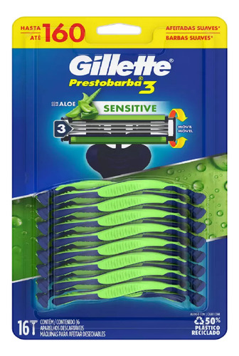 Gillette Prestobarba 3 Rastrillos Sensitive 16pzs