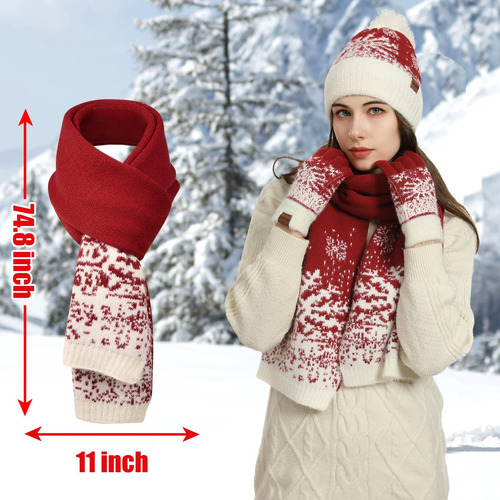 Conjunto De Gorro Bufanda Y Guantes Para Mujer Invierno Color Diseño De La Tela Talle