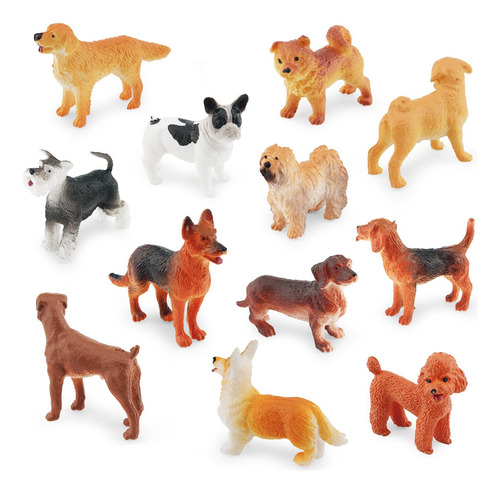 12 Piezas De Figuras De Perros Realistas Animales Juguete