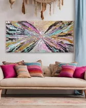 Comprar Cuadros Pintados A Mano Abstracto Turquesa Texturado Modernos