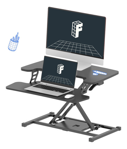 Convertidor De Escritorio Flexispot 28 Pulgadas Ajustable Negro