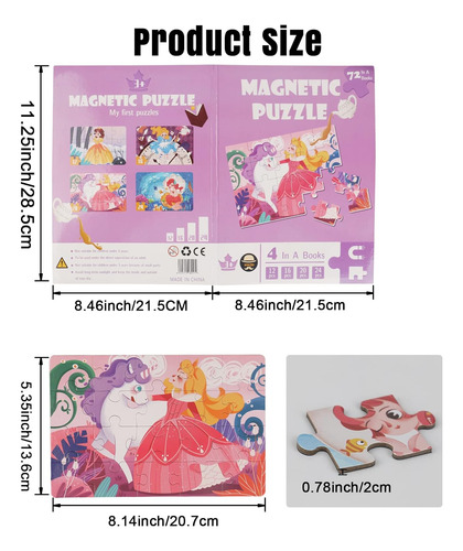 Princess Magnetic Puzzles For Kids Edades 3-5 4-8, Libro Ple