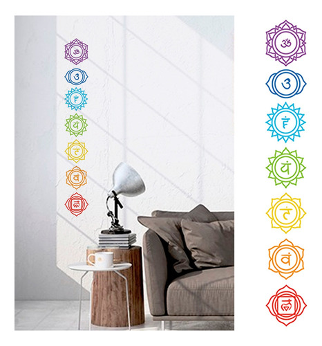 Vinil Decorativo 7 Chakras 12 X 12 Cm Shala Yoga Sticker