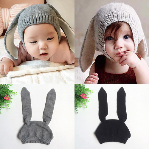 Gorro Tejido A Ganchillo Con Orejas De Conejo For Bebé Y Ni