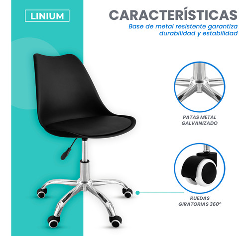 Silla Oficina Linium Estetica Escritorio Tulip Sala D Juntas Negro Asiento Acolchonado Tapizado Vinipiel