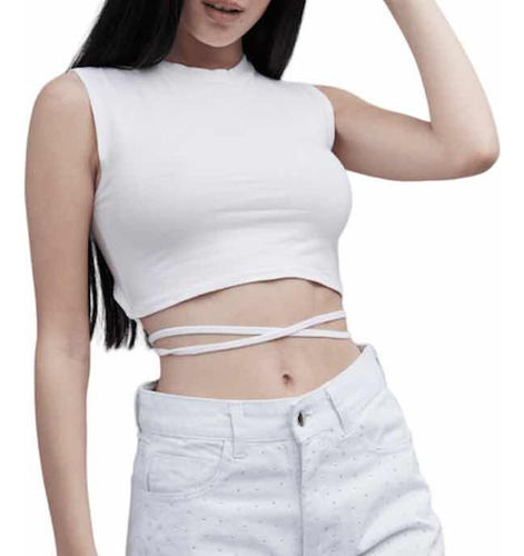 Crop Top Mujer Tiras Cruzadas