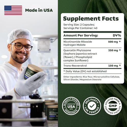 Cápsulas Liposomal De Nad Resveratrol En Bolsa Sin Sabor