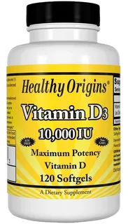 Vitamina D3 10000u 120 Softgel Healthy Origins Saúde
