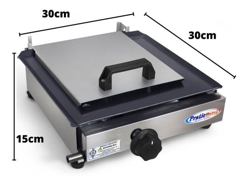 Imagem 2 de 5 de Chapa De Lanche Dog Inox Com Prensa À Gás 30x30cm Pratic