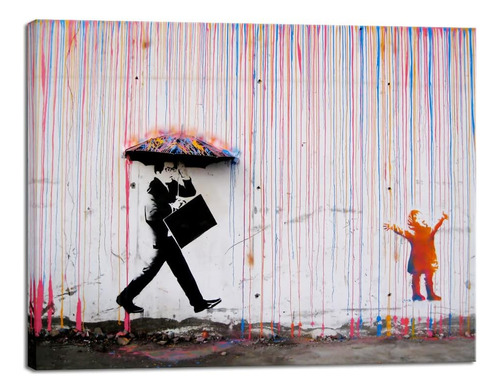 Wieco Art Banksy Día De Lluvia O Colorido Graffiti Calle Fam
