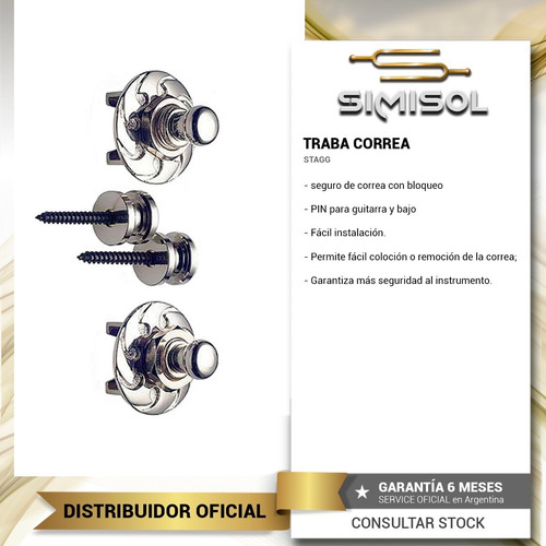 Traba Correa Straplock Cromado Guitarra Bajo Stagg Ssl1 Cr