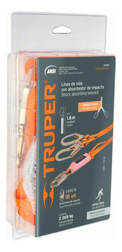 Truper Cab-5432-18-a, Línea Vida Absorbedor Impacto Doble