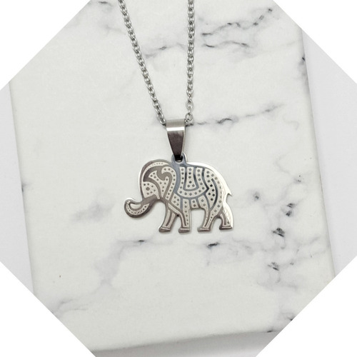 Conjunto Cadena Y Dije Elefante Acero Quirúrgico Joyas