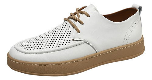 Zapatos Cuero Hueco Casual Moda Hombres Caminar Transpirable