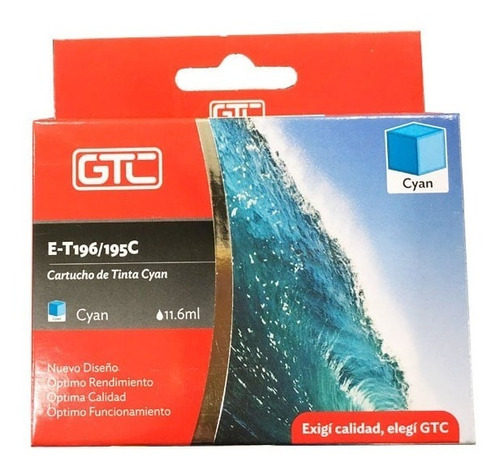 Cartucho Gtc Cyan Et196 195c Compatible Con Xp-214 Wf-2532 