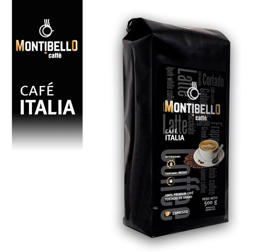 Café Tostado En Grano Premium Montibello Italia 500 Gr