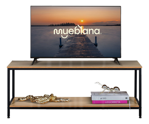 Mueble Mesa Para Tv Mueblana Moderno Rack 120cm Color Nogal Marrón Claro