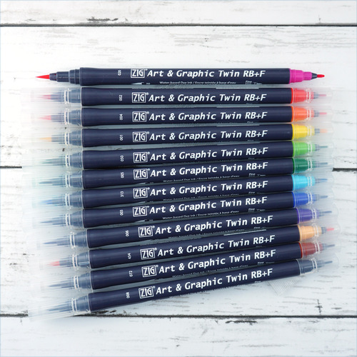 Marcadores Doble Punta Acuarelable 12 Colores Zig Art & Grap