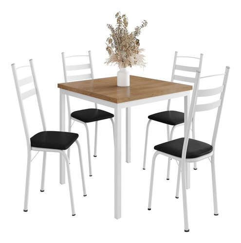 Conjunto De Mesas E Cadeiras 90x90 Com 4 Cadeiras Fdwt