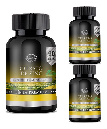 3 Citrato De Zinc Premium 270 Capsulas - 9 Meses Tratamiento