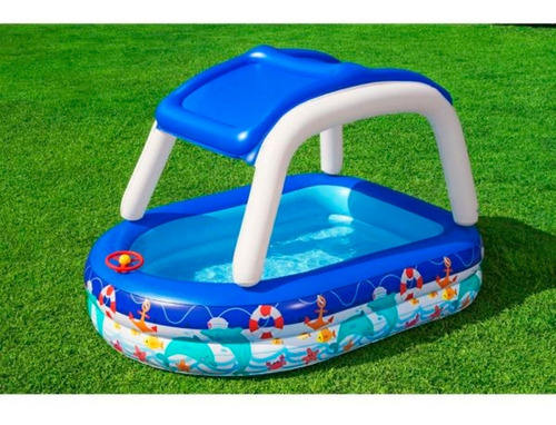 Imagen 5 de 7 de Alberca Inflable Infantil En Forma De Lancha/bote Con Techo