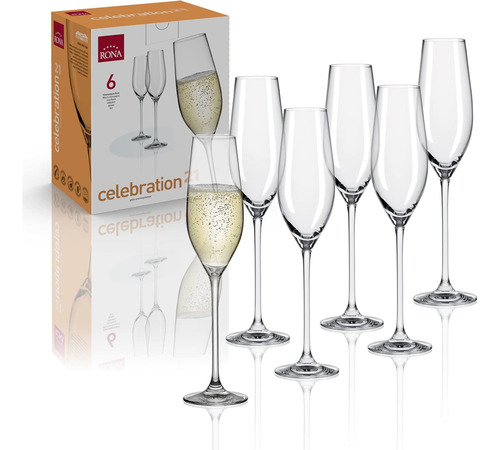 Juego 6 Copas Flauta Champagne Celebration Rona
