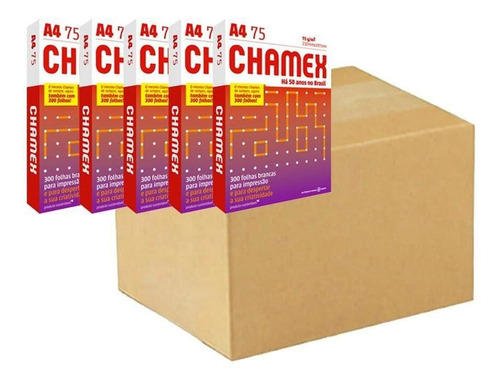 Papel Sulfite A4 Chamex 75g 210mmx297mm 500 Folhas Kit 5