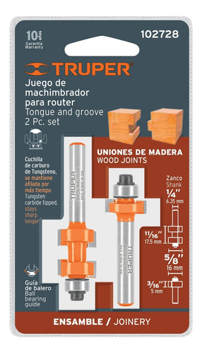 Juego De Machimbrador 5/8' Con Balero Truper 102728