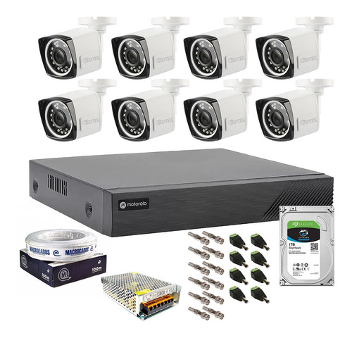 Kit Completo Cftv Dvr 16 Canais Full + 8 Camera 1080p Hd 1tb