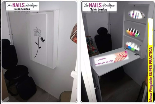 Imagen 4 de 10 de Mesa Para Manicure (uñas) Con Su Repisa Porta Esmaltes.