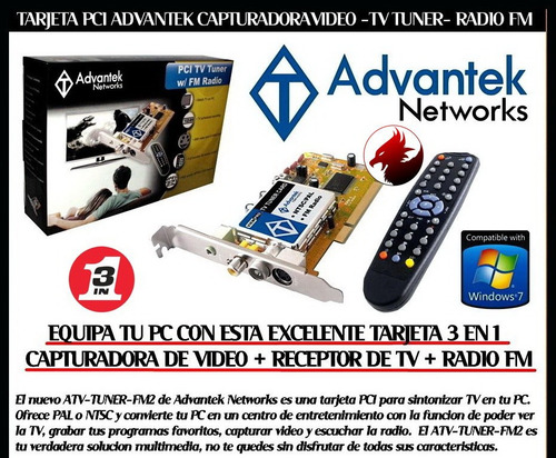 Imagen 2 de 6 de Tarjeta Advantek Tv Tuner Radio Fm Capturadora Para Pc