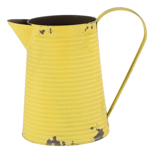 Jarra Tipo Cubo De Hojalata Con Decoración Floral