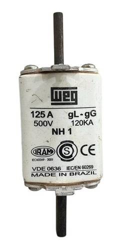 Fusível Nh1 125a Retardado Weg  500v Ip 120ka Iec 60269