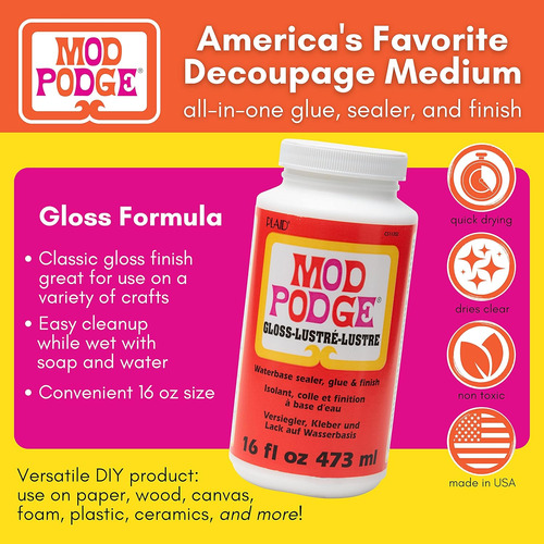 Mod Podge Gloss Sealer, Glue & Finish: All-in-one Craft S...