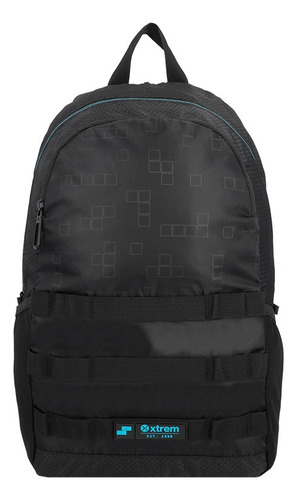 Mochila Xtrem Clinton 4xt Black/blue Color Negro Diseño de la tela Lisa