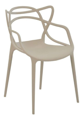 Cadeira Allegra - Bege Acinzentado Cor da estrutura da cadeira Branco Desenho do tecido Liso