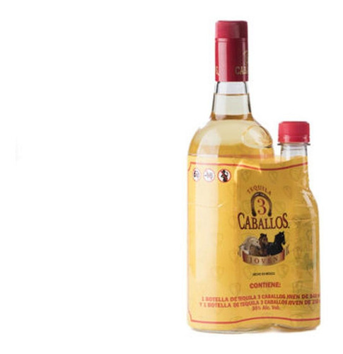 Caja De 12 Tequila 3 Caballos Joven 250 Ml + 940 Ml