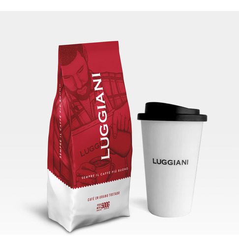 Cafe Molido Tostado Luggiani Rosso X500g + Vaso Reutilizable