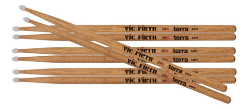 Vic Firth 5b Baquetas 4 Par Punta Nylon Batería Percusión Color Natural