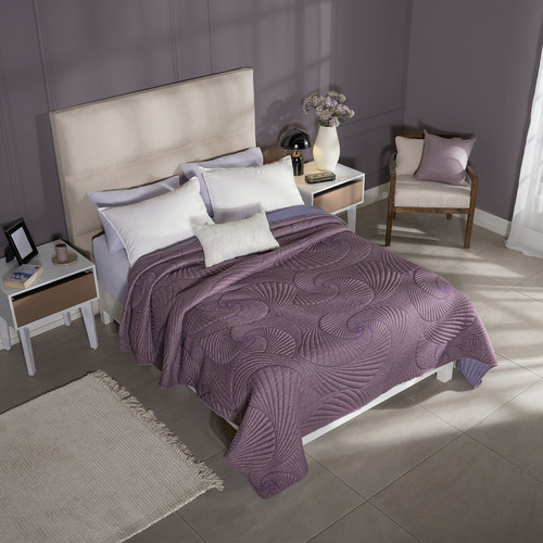 Colcha Queen Size/matrimonial Xl Venecia Color Morado
