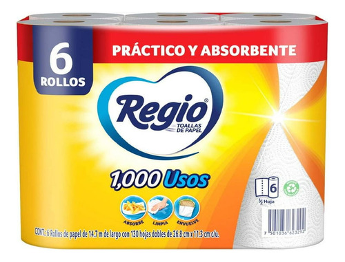 Servitoalla Toallas Papel Regio 1000 Usos 6 Rollos 130 Hojas