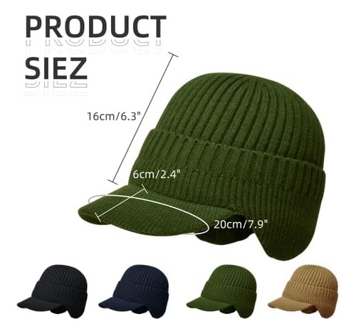 Gorro De Invierno Para Hombre Con Ala, Cálido Gorro Con Orej