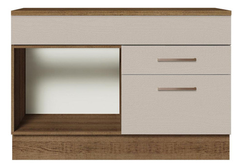 Balcão Pia Cozinha 1 Porta 2 Gav Com Tampo Rcr Agata Madesa Cor Rustic/Crema