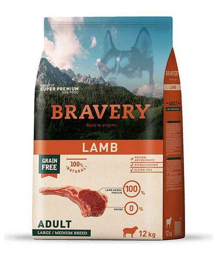 Bravery  Adult Perro Adulto  Cordero 12kg